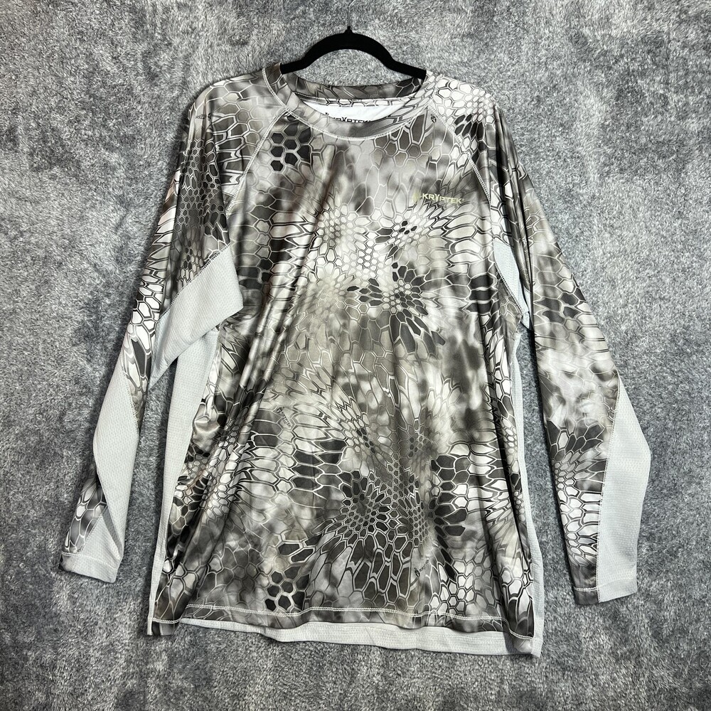 Kryptek Shirt Mens 2XL Gray Long Sleeve Raid Camo Mesh Performance Hunting Tee